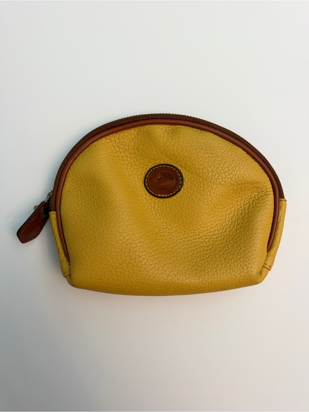 Vintage Dooney & Bourke Yellow Pebbled Leather Cosmetic Pouch